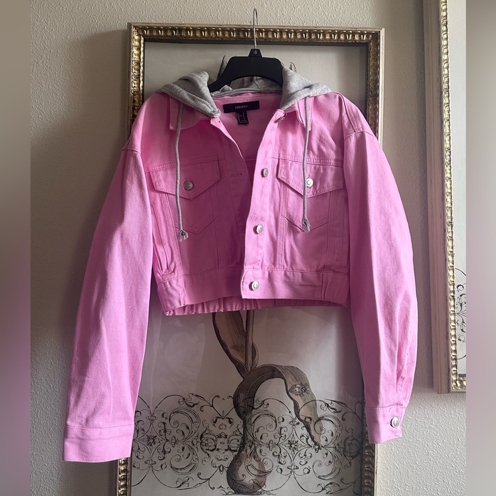 Baby Pink Denim Jacket Hoodie